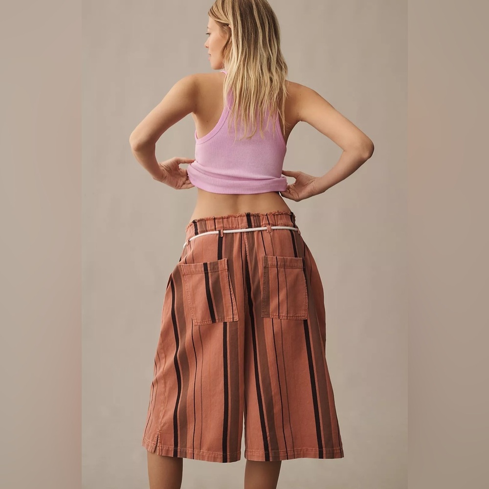 Pilcro by Anthropologie Cropped Wide Leg Denim Boho Jorts Size XS New - Picture 2 of 9
